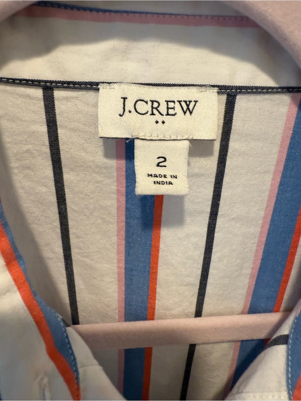 J. Crew White Shirt Dress with Blue & Red Stripes - Picture 3 of 3